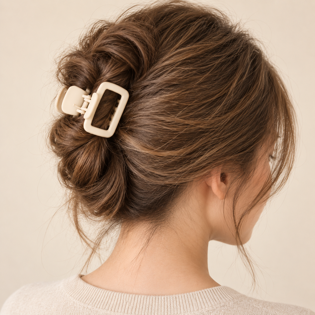 Square Claw Clip Set (4-Pack) — Cream, Taupe, Charcoal-Brown & Black