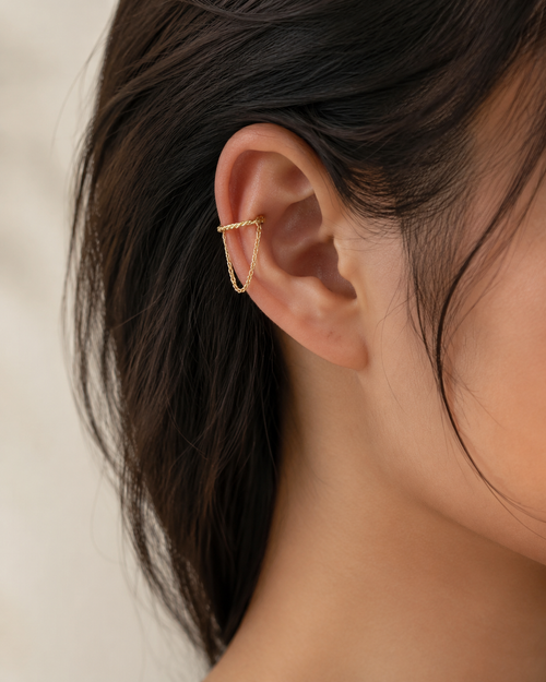 No-Piercing Ear Cuff — Non-Tarnish Stainless Steel Chain Drop