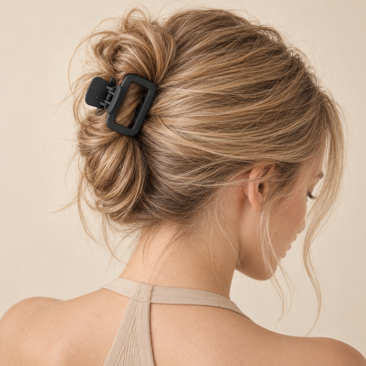Square Claw Clip Set (4-Pack) — Cream, Taupe, Charcoal-Brown & Black