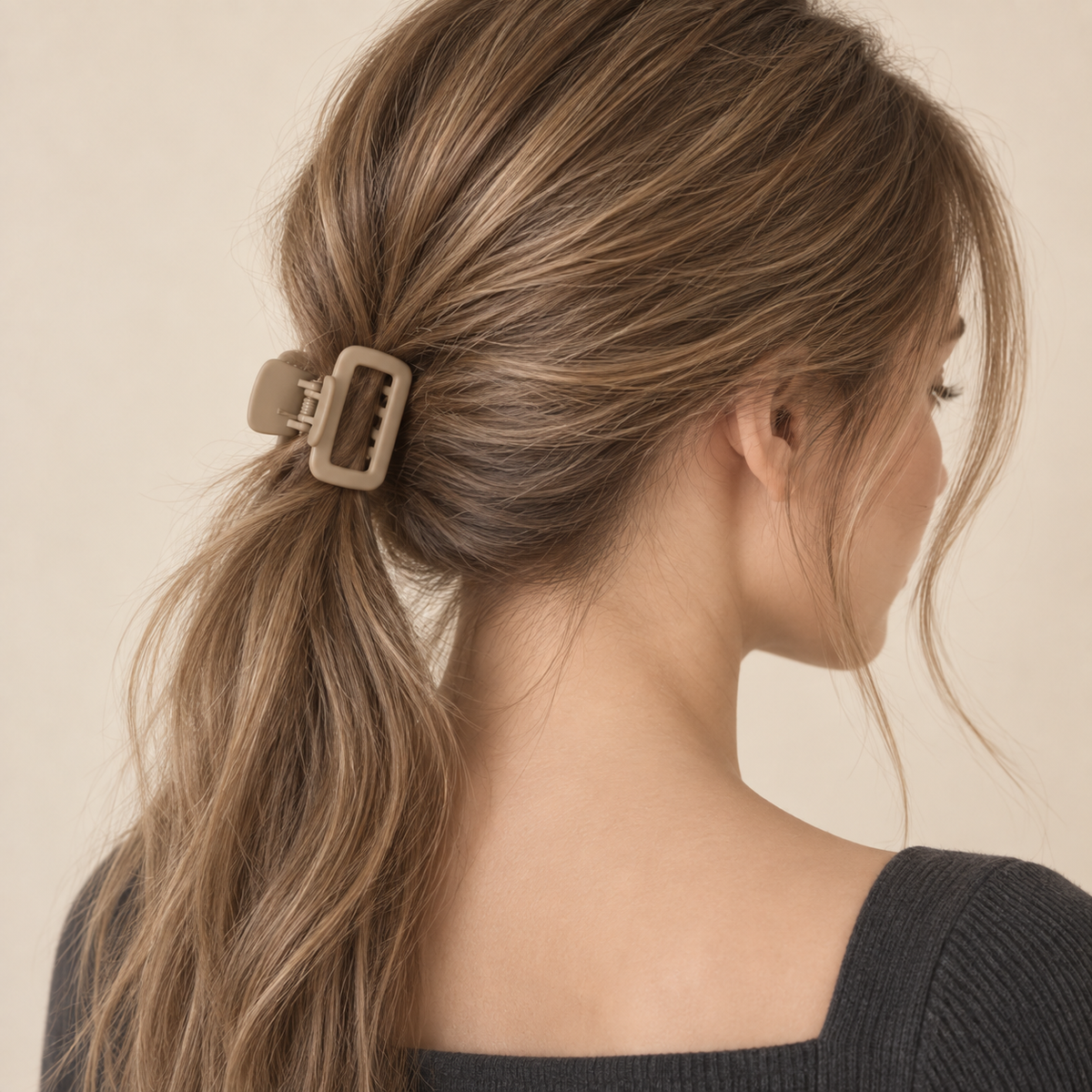 Square Claw Clip Set (4-Pack) — Cream, Taupe, Charcoal-Brown & Black