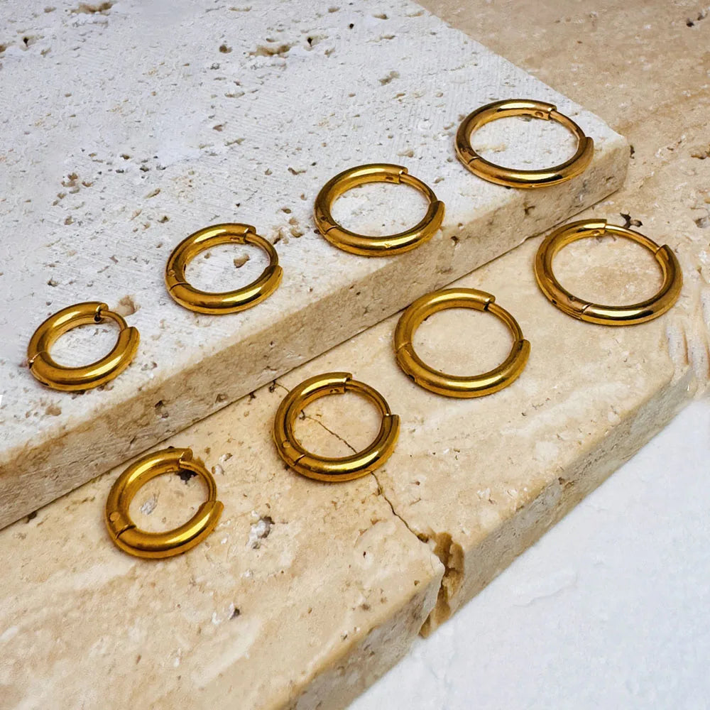 Stacked Huggie Hoop Set (4 Pairs) — Non-Tarnish Stainless Steel