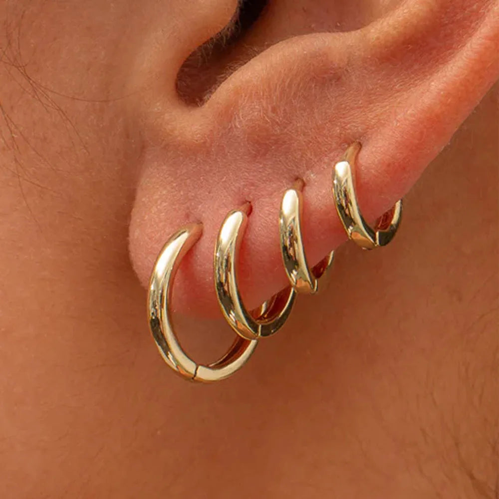 Stacked Huggie Hoop Set (4 Pairs) — Non-Tarnish Stainless Steel