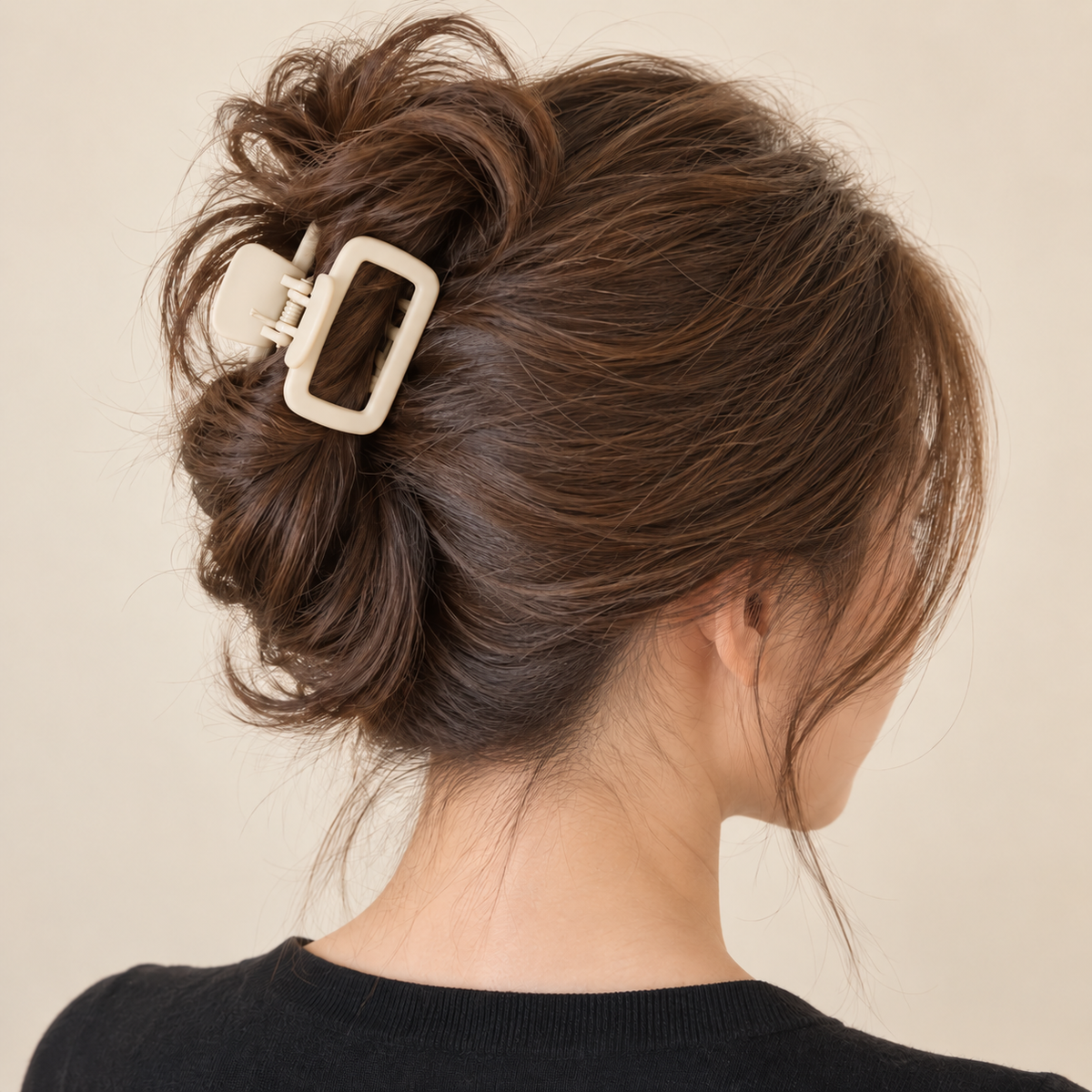 Square Claw Clip Set (4-Pack) — Cream, Taupe, Charcoal-Brown & Black