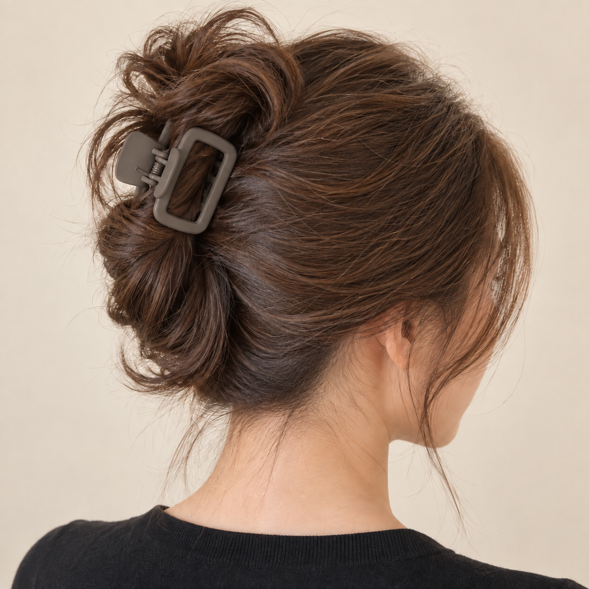 Square Claw Clip Set (4-Pack) — Cream, Taupe, Charcoal-Brown & Black