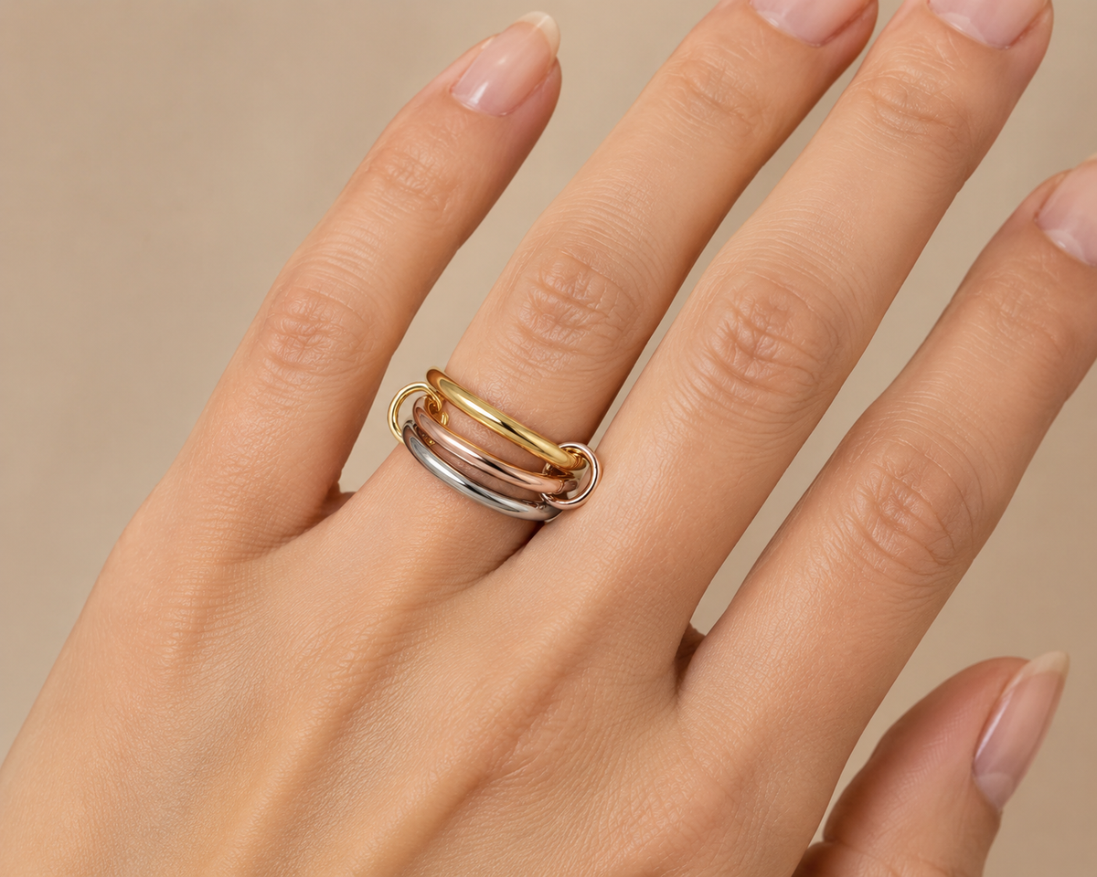 Stackable Layered Ring Set — Non-Tarnish Stainless Steel with CZ Accents
