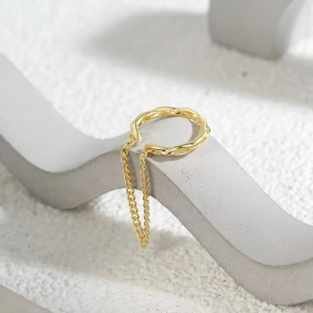 No-Piercing Ear Cuff — Non-Tarnish Stainless Steel Chain Drop