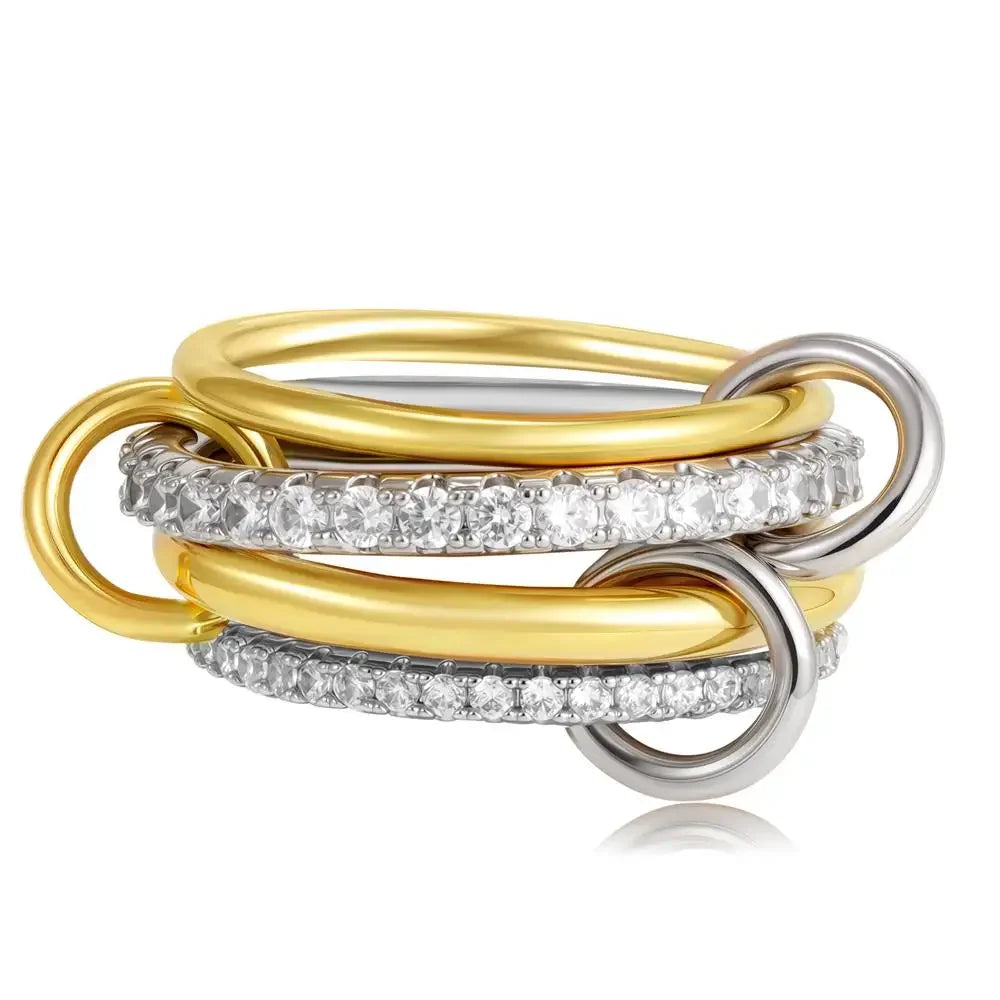 Stackable Layered Ring Set — Non-Tarnish Stainless Steel with CZ Accents