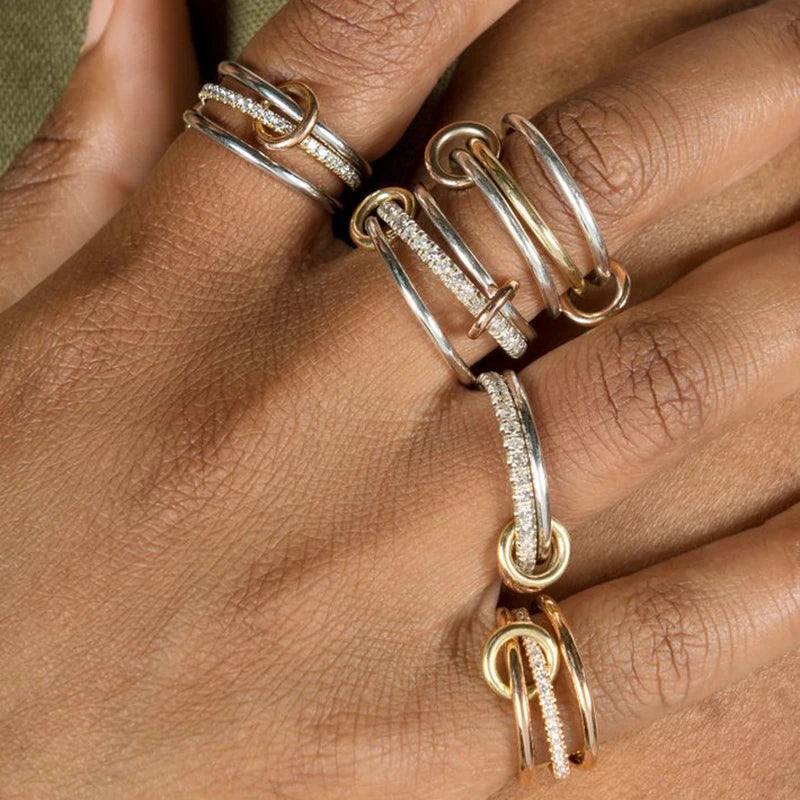 Stackable Layered Ring Set — Non-Tarnish Stainless Steel with CZ Accents
