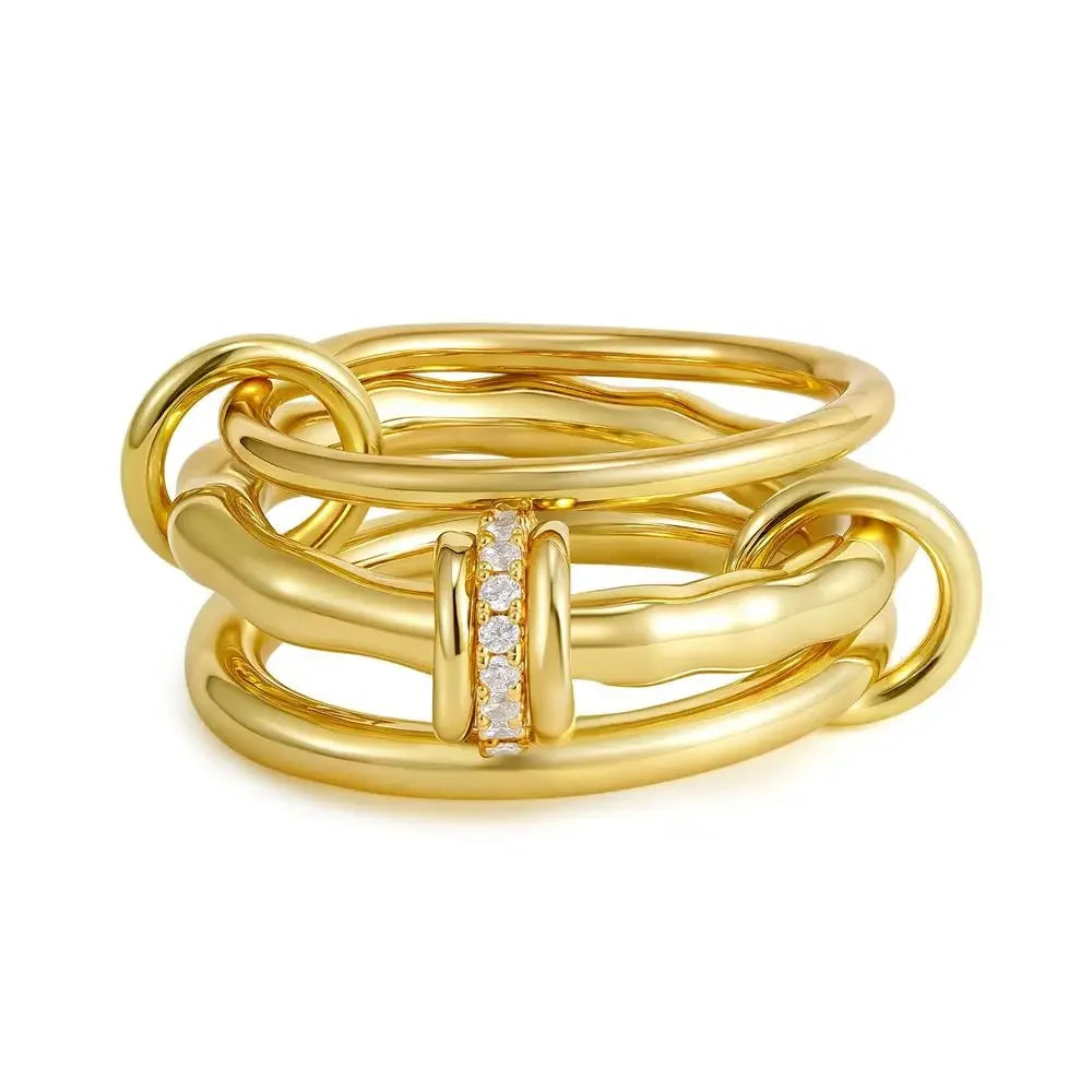 Stackable Layered Ring Set — Non-Tarnish Stainless Steel with CZ Accents