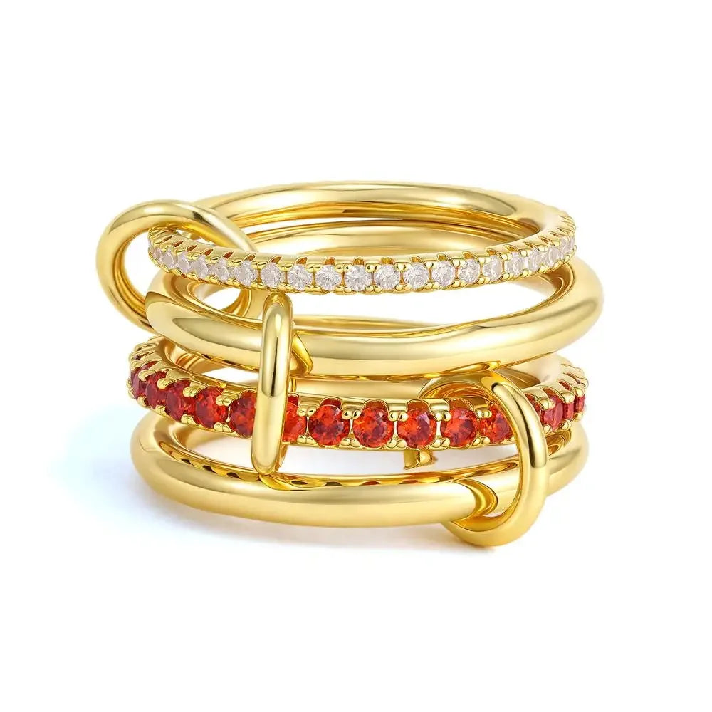 Stackable Layered Ring Set — Non-Tarnish Stainless Steel with CZ Accents