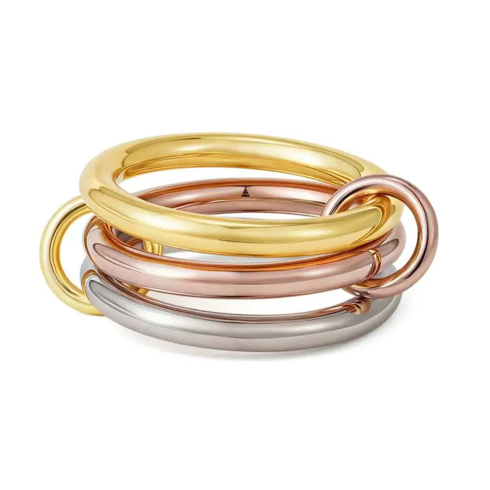 Stackable Layered Ring Set — Non-Tarnish Stainless Steel with CZ Accents