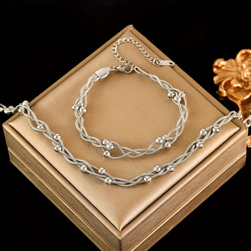 Twisted Rope Chain Necklace & Bracelet Set