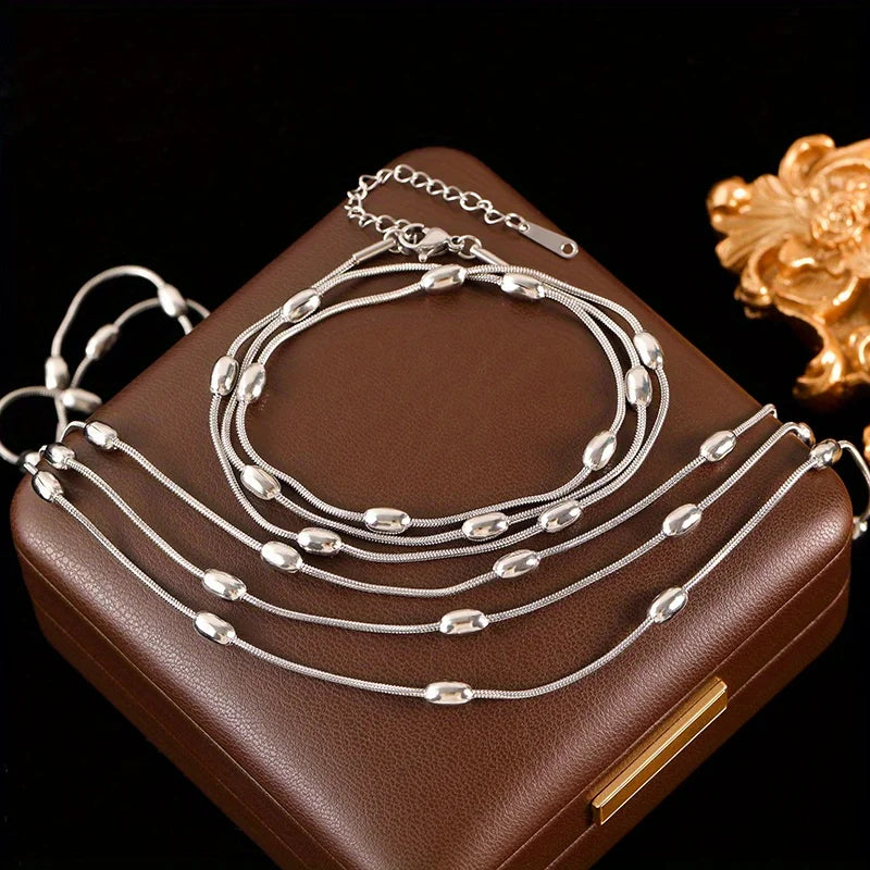 Beaded Chain Necklace & Bracelet Set