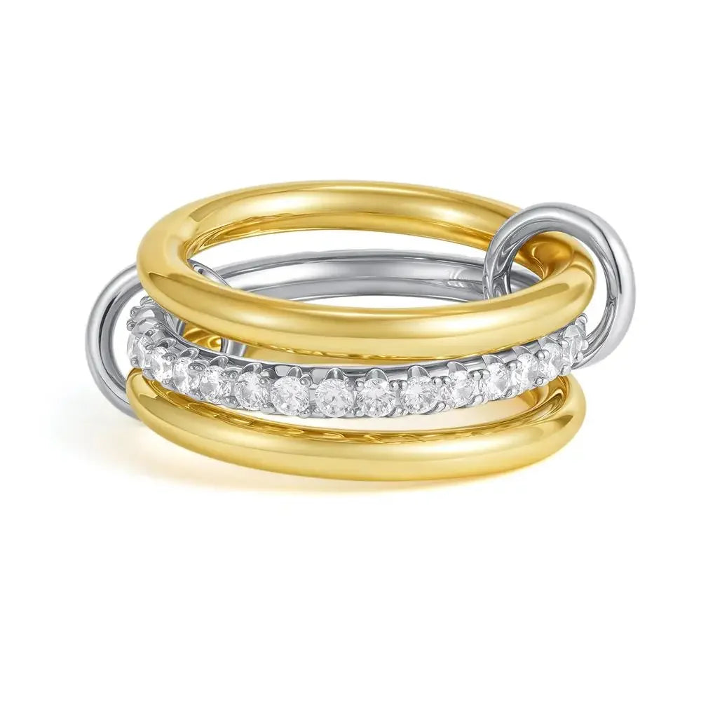 Stackable Layered Ring Set — Non-Tarnish Stainless Steel with CZ Accents