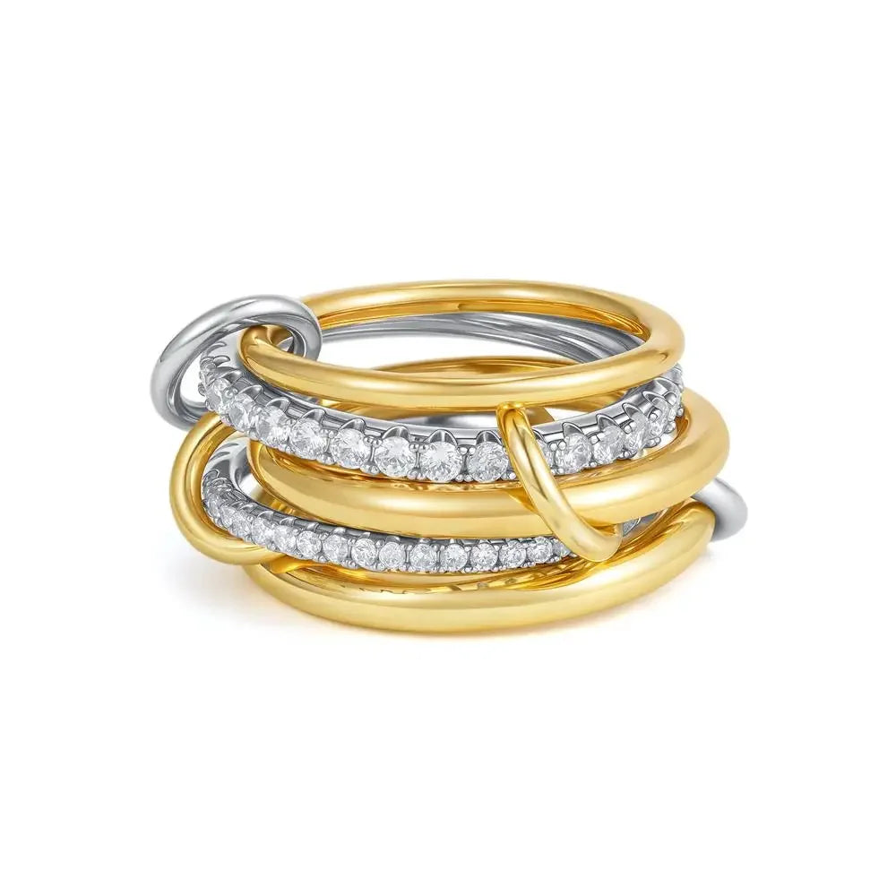 Stackable Layered Ring Set — Non-Tarnish Stainless Steel with CZ Accents