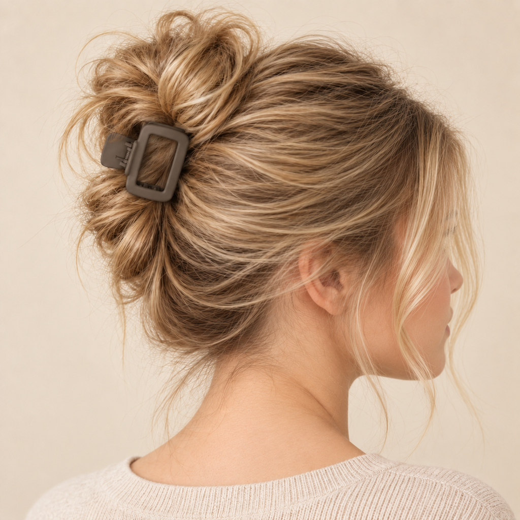 Square Claw Clip Set (4-Pack) — Cream, Taupe, Charcoal-Brown & Black