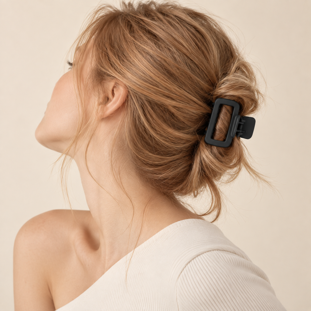 Square Claw Clip Set (4-Pack) — Cream, Taupe, Charcoal-Brown & Black