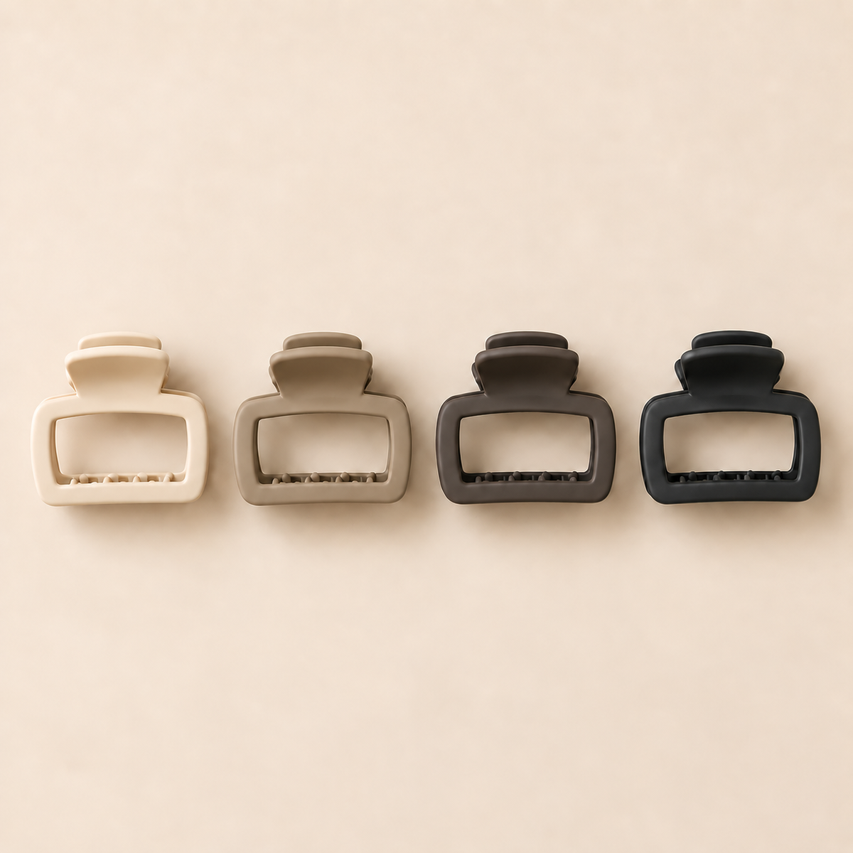 Square Claw Clip Set (4-Pack) — Cream, Taupe, Charcoal-Brown & Black
